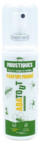 ABATOUT - Répulsif Moustique - Senteur Monoï - Corps & Textiles - pour Enfants et Adultes - sans Effet Gras - 80 ML