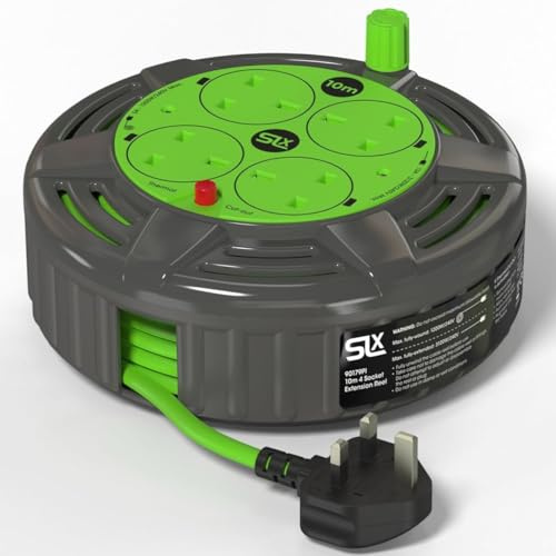 SLx 10m Extension Lead Reel, 4 Socket, 13A with Thermal Cut-Out