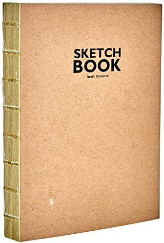 Sketchbook 32506 Kraft - Cuaderno de bocetos con encuadernación de hilo abierto, DIN A6, 120 hojas, 100 g/m², papel kraft resistente y reciclable de fibras naturales sin blanquear, papel, natural