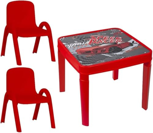 A406 Toddler Plastic Table and Chairs for Children Kids Plastic Nursery Set Outdoor indoor (Red, Table + 1 Chair)
