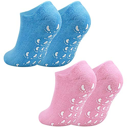 Jinlaili 2 Paires Chaussettes Gel Hydratant, Chaussettes Hydratantes Pieds, Doublure Gel imprégnée d'huiles Essentielles et de Vitamines pour Réparer et Adoucir la Peau des Pieds Craquelés à Sec (A)