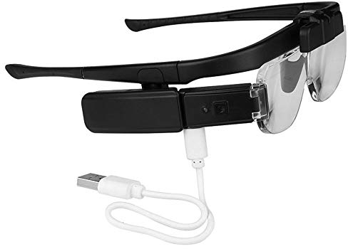 Meichoon Lupe per USB,Wiederaufladbar Kopfbügel Freie Handlupe mit LED-Licht,6 Verstellbare Linsen,1,5X/2,0X/2,5X/3,5X/4,0X/4,5X,für Reparatur Lesen und Schönheit,UC05