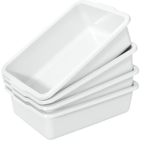 Wakikini 35 L Plastic Large Bus Bin, Commercial Bus Tubs, White, 4 Packs