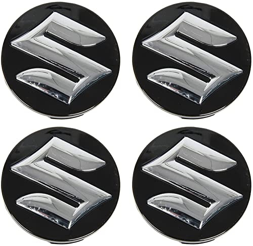 4 Pack de Tapacubos para Ruedas de Coche para Suzuki Swift SX4 S-Cross Ignis Vitara Solio 54mm,Tapacubos para Centros de Ruedas con Logo,Tapas para Llantas, Accesorios para Coche Impermeable Polvo