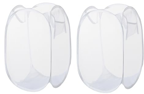 Cesta plegable para la colada, cesta plegable de malla de 25 L, cesta de ropa sucia desplegable para dormitorio y baño [paquete de 2 unidades), color blanco