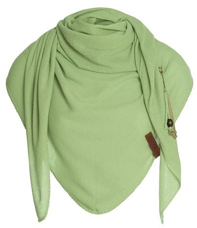 KNIT FACTORY - Lola Dreieckstuch - Fein Gestrickter Damen Schal - Tuch Schal - Für Frühling und Sommer - Baumwollmix - Spring Green - 190x85 cm
