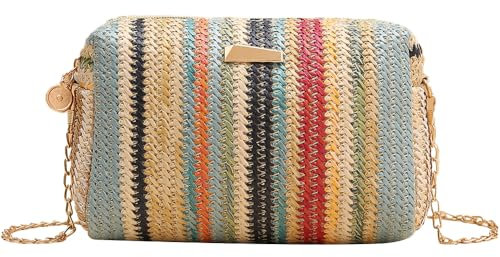 BKEPDY Damen Stroh Clutch Geldbörse Sommer Handtaschen Umhängetaschen aus Gewebtem Stroh Strand Clutch Geldbörse Straw Clutch for Women