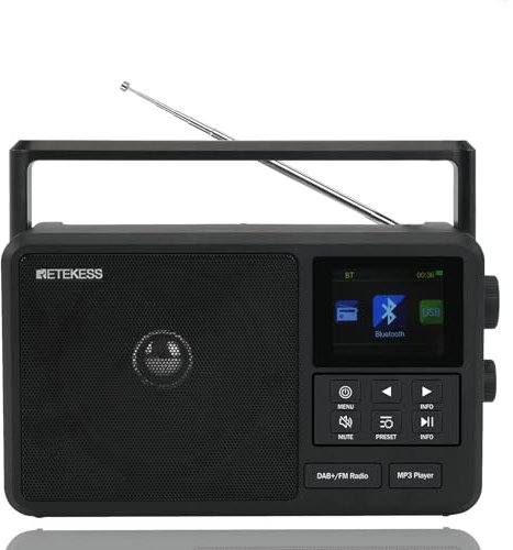 Retekess TR640 Internetradio,Tragbares DAB Radio,Digitalradio FM,Knopfbedienung,3,5-mm-Audiobuchse,Geeignet für Radio-Enthusiasten,Menschen Mittleren Alters