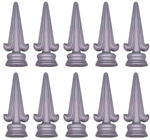 CHFYIJYHM 10 pz. Terminali for Recinzione Ornamentali, Recinzione in Lega di Alluminio con Base Circolare Topper Recinzione Testa di Lancia Pratica for Cancello in Ferro Battuto in Giardino 25X25mm