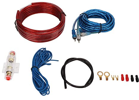 Grcfumo 8 Gauge Car Amplifier Wiring Kits, PVC AND Metal Amplifier Installation Wiring, Amp Power Cable Audio Line for Auto Speaker Subwoofer
