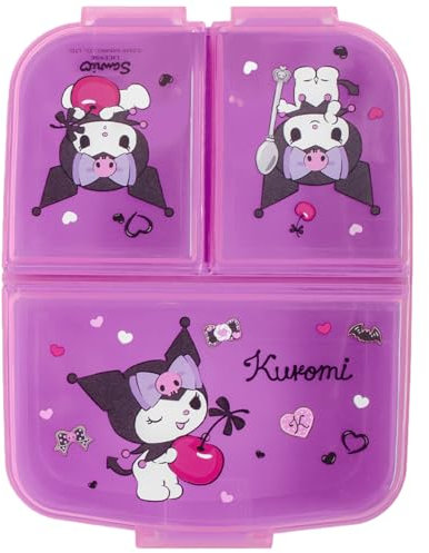 ms móvil shop Kuromi Boîte à sandwich multiple pour enfant avec 3 compartiments Sans BPA Plastique résistant Idéal pour l'école, le pique-nique ou le goûter Motif Kawaii