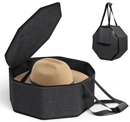 TOWEBOORY Organizador De Sombreros, Caja De Almacenamiento Para Sombreros De Viaje Con Cremallera, Funda De Viaje Para Sombreros, Guantes, Tamaño 43x43x18cm
