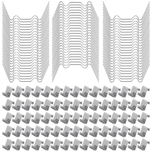 OFFCUP 150 Pezzi Morsetti per Serra in Acciaio Inossidabile Clip per Piante, Clip per Serra, Clip a Molla in Metallo di Vetro, Clip di Fissaggio a W e Z, Antiruggine Accessorio per Serre