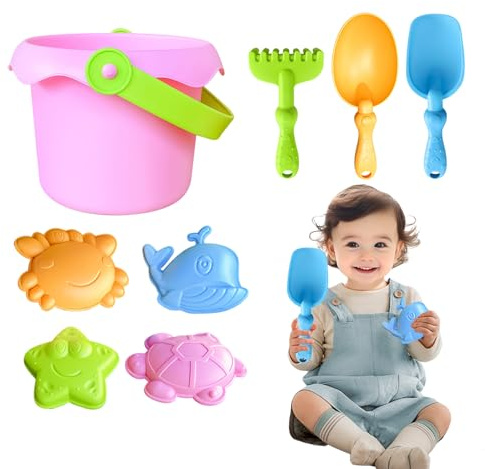 Giochi Sabbia Per Bambini, Set Divertenti Giochi Spiaggia per Bambini, Kit Portatile Costruzioni Castello Sabbiera Per Asili Nidi Scuole