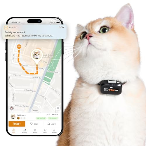 Pawfit Lite 4G GPS Cat Tracker, Live Tracking, Ultra-Light, Onyx Black