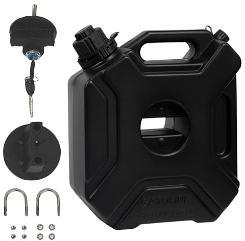 Bidón de gasolina portátil de 5 litros, con cerradura, para moto, coche, jardín, 1,3 galones, bidón de de HDPE, ligero y a prueba de fugas para camping, granja, ATV, cortacésped