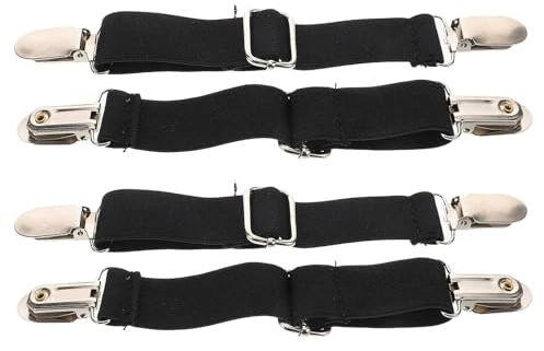 LALADEFIEE 4 Cinghie Antivento Regolabili per Gambe Pantaloni da Ciclismo Clip in Metallo Staffe Elastiche per Stivali e Jeans Morsetti Resistenti per Viaggi in Bici e Uso Quotidiano