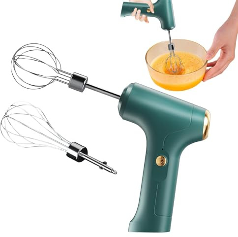 Batidora de mano inalámbrica – Batidora eléctrica, 2 cabezales batidores de acero inoxidable, portátil | para cocinar huevos, crema, mantequilla, queso, pasta, cocina, para, p