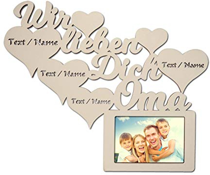 Namofactur Geschenke für Oma zum Geburtstag I Wir lieben Dich Beste Oma der Welt Bilderrahmen für 10 x 15 cm Foto Geburtstagsgeschenke personalisiert