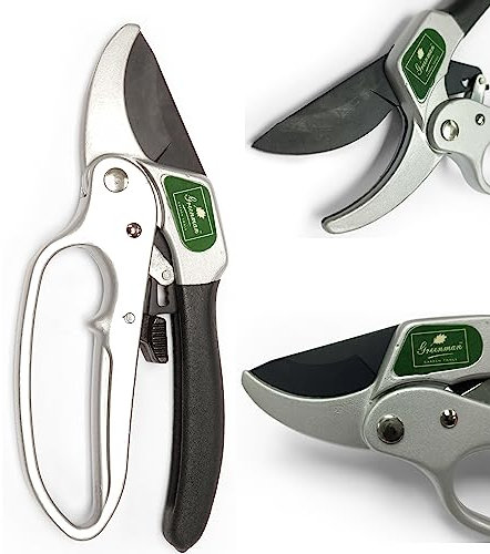 Greenman Premium 8.5 Ratchet Pruner Secateurs Very Sharp for Thick Stems & Dead Wood