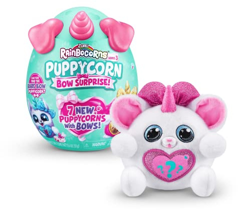 Rainbocorns Puppycorn Bow Surprise, Puppycorn Series 3, Pinky The Chihuahua - Peluche Coleccionable - 5 Capas de sorpresas, despegar y revelar corazón, calcomanías, Limo, a Partir de 3 años