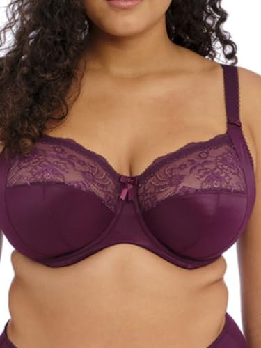 ELOMI Women's Brianna Underwire Padded Half Cup Bra Demi, Opaque, BlackBerry, 40HH US
