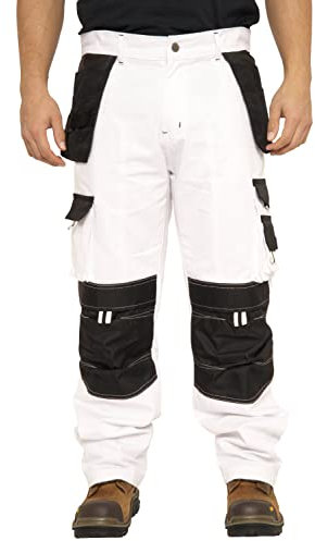 Rider Protec Mens Painters Trousers Decorators Trouser Mens White Cargo Combat Pants Work Trousers Men Working Pants for Men