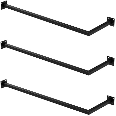 ML-Design Set 3X Percheros de Pared para Esquina 90 x 30 cm de Acero Inoxidable Negro Forma de L para Vestidor Armario Baño o Cocina Barra de Almacenamiento hasta 50kg para Ropa Toallas o Utensilios