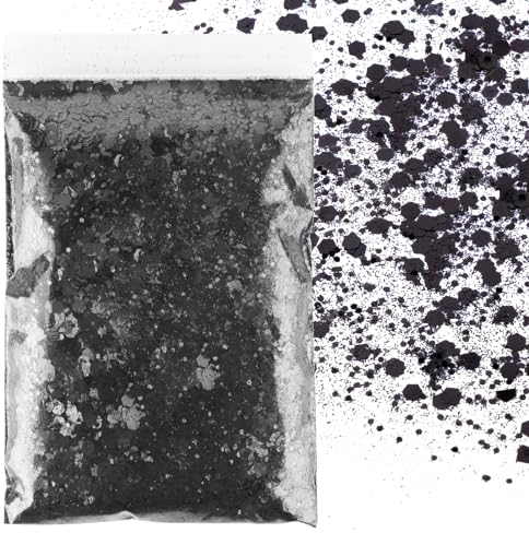 BETESSIN 50g Glitzer zum Basteln Schwarz Glitzerpulver Pailletten Glitter Pulver Glitzer Basteln Glitzerpuder für Nägel Gesicht Makeup Kartenbasteln Handwerk Nagelkunst