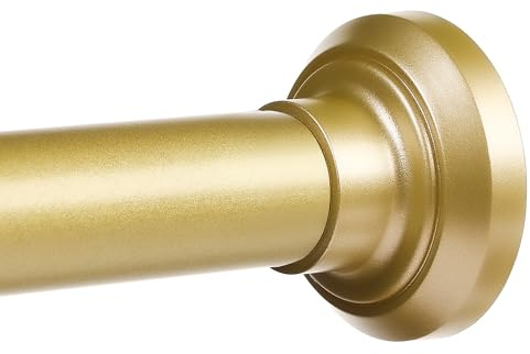 ENJOYBASICS Gold Shower Curtain Rod 30 to 76 Inches, 1 Inch Stainless Steel Adjustable Spring Tension Rods No Drill for Bathroom, Closet, Window, Room Divider, Never Rust, Non Slip