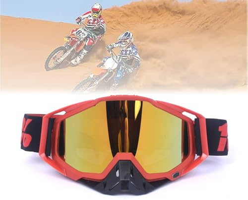 Jilskl Maschera Motocross, Occhiali Da Moto Antipolvere, Adatto Per Moto, Auto Da Corsa, Off-Road Racing, Off-Road Moto, Mountain Bike, Sci o Caschi Aperti, Rosso Nero