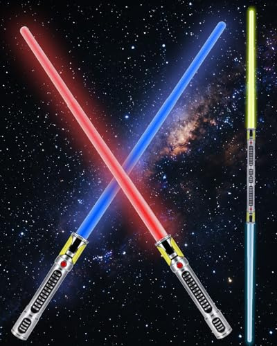 KEGOZ Light Saber for Kids, 2 Packs Light Sabers with FX Sound and Motion Sensors Light up Sword for Halloween Xmas Children's Day Gifts, Dress Up Parties Costum