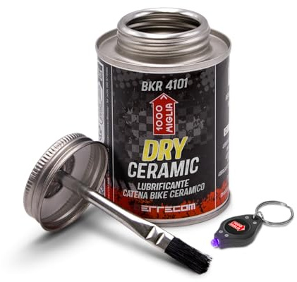 1000 Miglia BKR 4101 CERAMIC DRY Lube Bike Chain for Dry and Dusty Weather Conditions - 240 ml, fluorescent and scented formula, All-In-One Can, Brush included