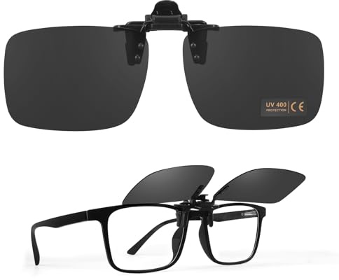TEMSO Clip On Sunglasses Over Prescription Glasses For Mens Women,Polarized,UV Protection,Anti-glare,Clear Vision,Safe,Ideal for Driving, Fishing And Outdoor Activities.