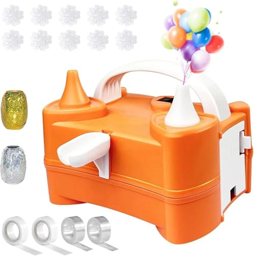 Electric Balloon Pump, Portable Dual Nozzle Balloon Blower Machine, Electric Air Pump High Power, Inflator Blower Pump for Party, Wedding, Birthday, Activities and Decoration (AC220-240V 600W)