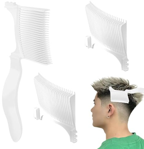 Krmoau Peigne de coupe de cheveux dégradé de couleur pour homme - Outil de guidage de coupe de cheveux antistatique plat et incurvé - Accessoire de coupe de cheveux pour salon de coiffure