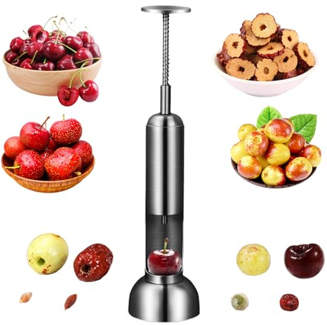 JasCherry Acier Inoxydable Dénoyauteur à Cerises et à Prunes, Dénoyauteur Mirabelle Utilisation Rapide et Simple, Dénoyauteur de Fruits pour Faire la Cerises Confiture, Gelée,Cuisine