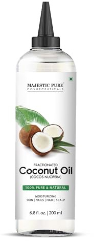 Majestic Pure Fractionated Coconut Oil - Relaxing Massage Oil, Liquid Carrier for Diluting Essential Oils Skin, Lip, Body & Hair Moisturizer Softener 200 ml