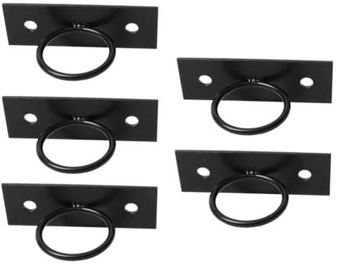 Blmirror Paquet de 5 Supports de Corde D'Anneau Décoratif Noir pour Clôture de Corde, Rampe D'Escalier, Rampe Murale, Crochet de Plafond