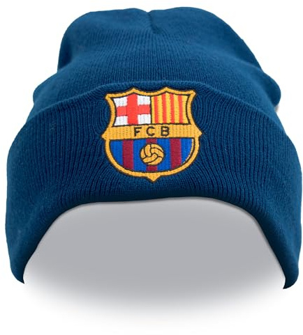 Hy-Pro Officially Licensed Barcelona Beanie Hat - Warm & Comfortable Winter Beanie Hats for Football Supporters - Cosy Blue Hat with Team Logo
