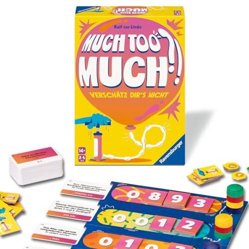 Ravensburger 24926 Troppo?! - Un divertente gioco di indovinelli, un gioco da festa, per giovani e adulti dai 14 anni in su, ideale per compleanni o capodanno