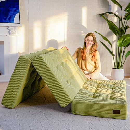MAXYOYO Folding Mattress 15cm, Corduroy Fabric, Sofa Bed for Guest