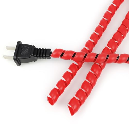 Spiral Cable Wrap, 16.4ft, 33ft Wire Protection Sleeve Cover Cable Organizer Pipe Flexible Spiral Wrap Winding Tube Prevent Cat from Chewing Cables (Red, 10mm (3/8)-16.4ft)