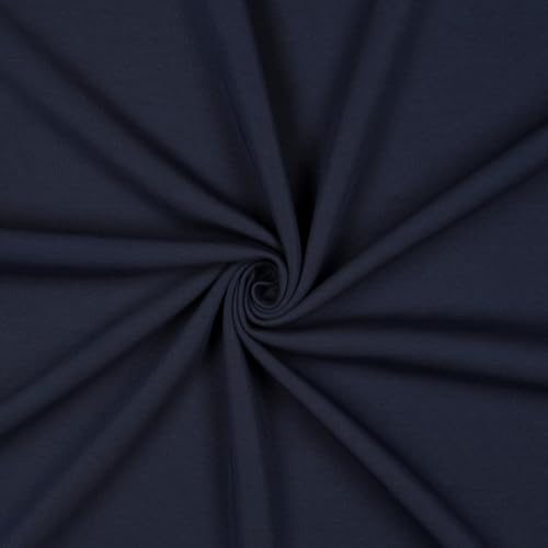 Interlock Jersey Stoff Baumwolle – 280 g/m² – 150 cm breit – elastischer Bekleidungsstoff – 79% Baumwolle – Meterware ab 50 cm – ideal für Shirts, Kleider & Kinderkleidung (navy)