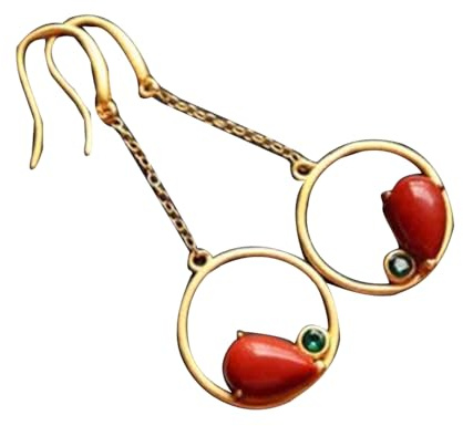 S925 Silver med Natural Red Jade Water Drops Örhängen för Kvinnor Yoga Äkta