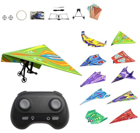 DIY RC Flygplanskit Färgglatt Elektriskt Fjärrstyrt Planbyggset | Barnpappersflygarebyggsats för utomhusbruk, trädgård, skola, tävlingar, semester, tonåringar, vuxna och nybörjare