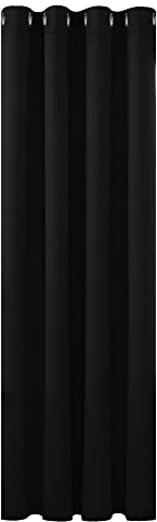 Deconovo Solid Thermal Insulated Blackout Curtain Ring Top Curtain for Girls Bedroom 52x 72 Black 1 PANEL