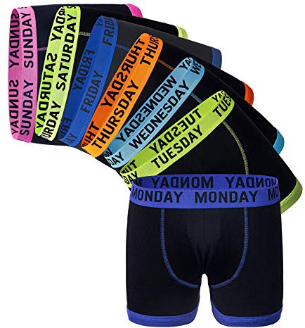Sock Stack Days Of The Week Boxer Shorts 7 Pairs Men's Comfort Fit Boxers Underwear Black Boxershort Trunks