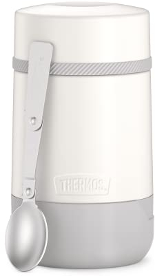 Thermos GUARDIAN FOOD JAR 0,50 l, snow white, Thermobehälter für Essen 500 ml wei0, Edelstahl, mit Löffel, Bonus Bowl für Müsli, Toppings, absolut dicht, auslaufsicher