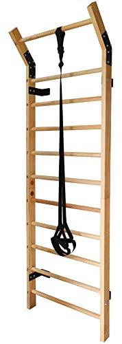 Victory Martial Arts Escalera sueca de madera de la barra del puesto de la suspensión del entrenador – Terapia física & Escalera de gimnasia w/11 varillas estratégicas. pino macizo.